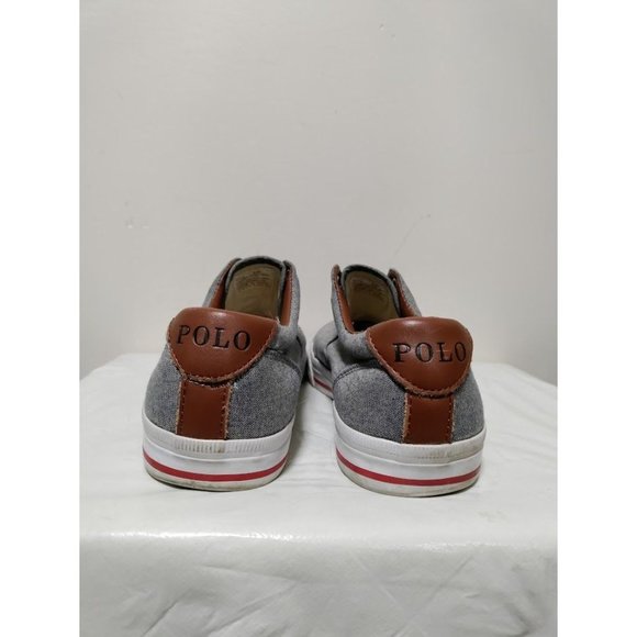 POLO Deck Vito Chambray and Leather Laceless Shoes 9.5 - Picture 7 of 12